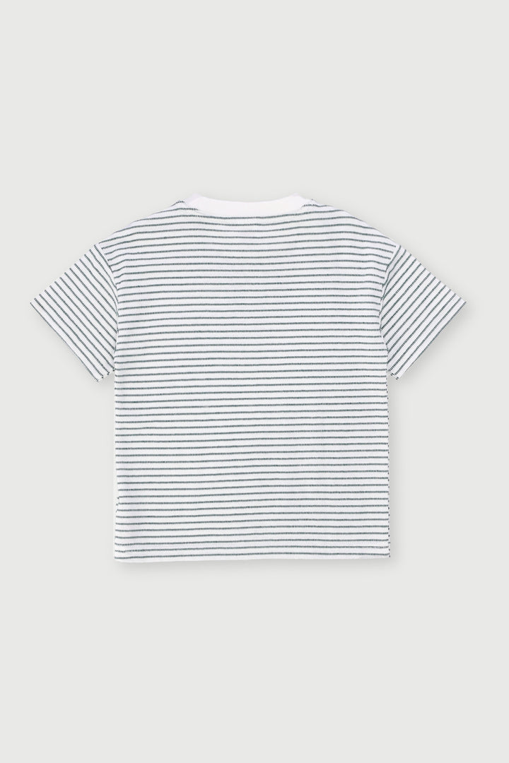 Pre-Boys Stripe Textured Tee - White
