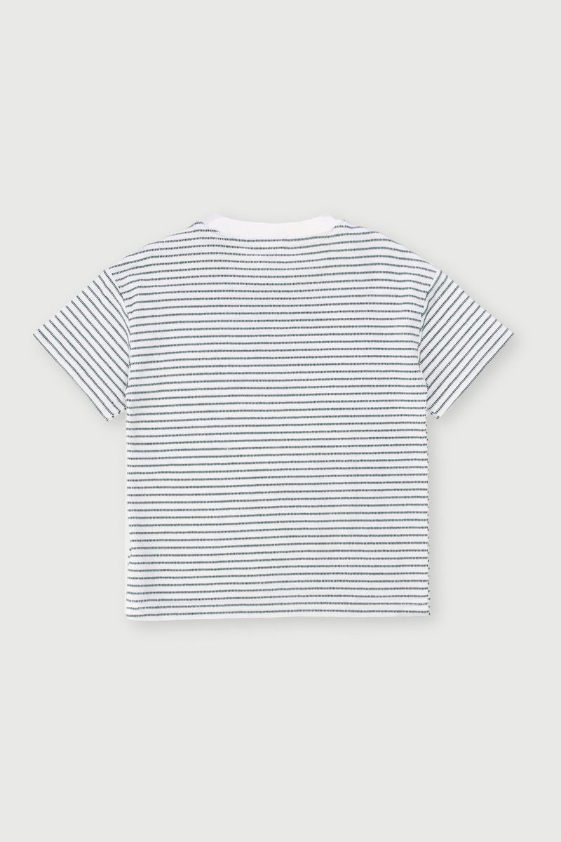 Pre-Boys Stripe Textured Tee - White