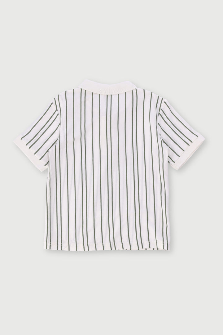 Pre-Boys Quarter Zip Yarn Dye Golfer - Cream