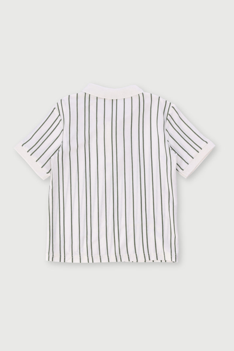 Pre-Boys Quarter Zip Yarn Dye Golfer - Cream