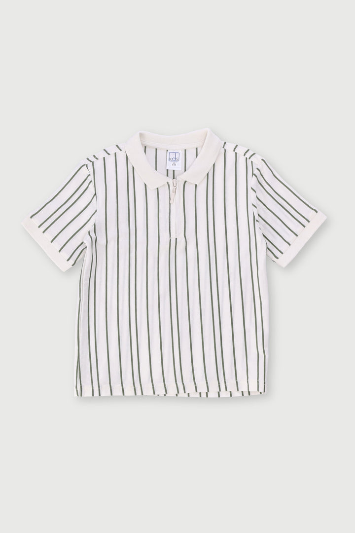 Pre-Boys Quarter Zip Yarn Dye Golfer - Cream