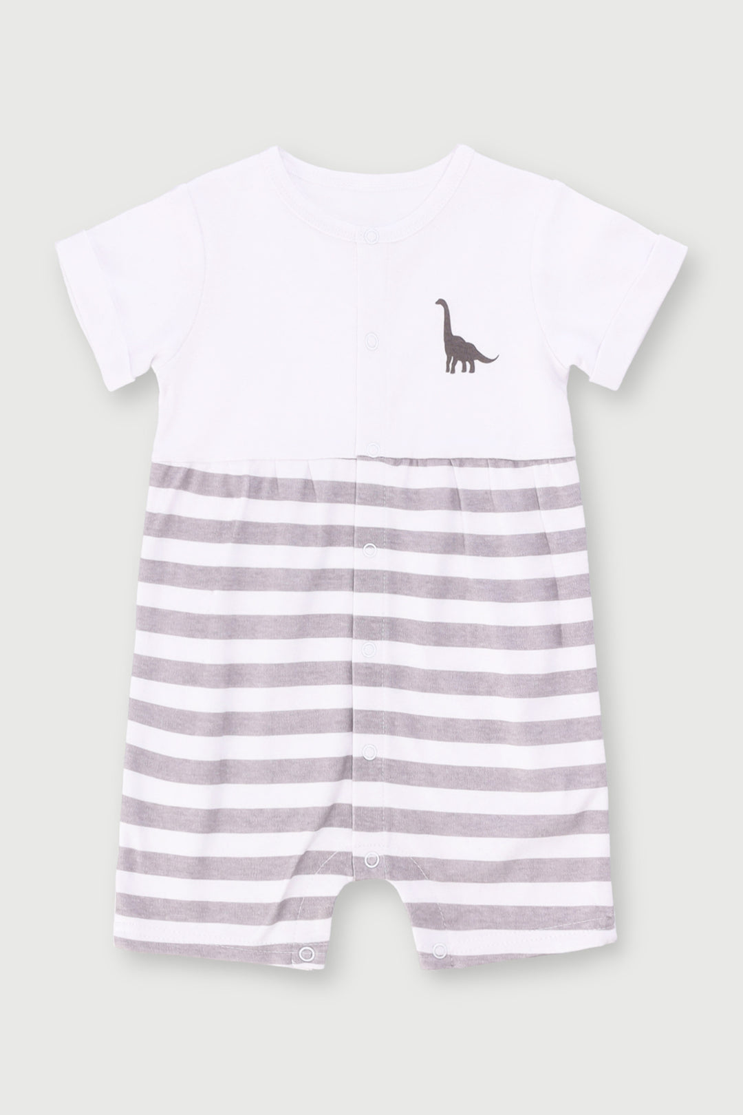 Baby Boys Stripe Interlock Romper - Dark Grey