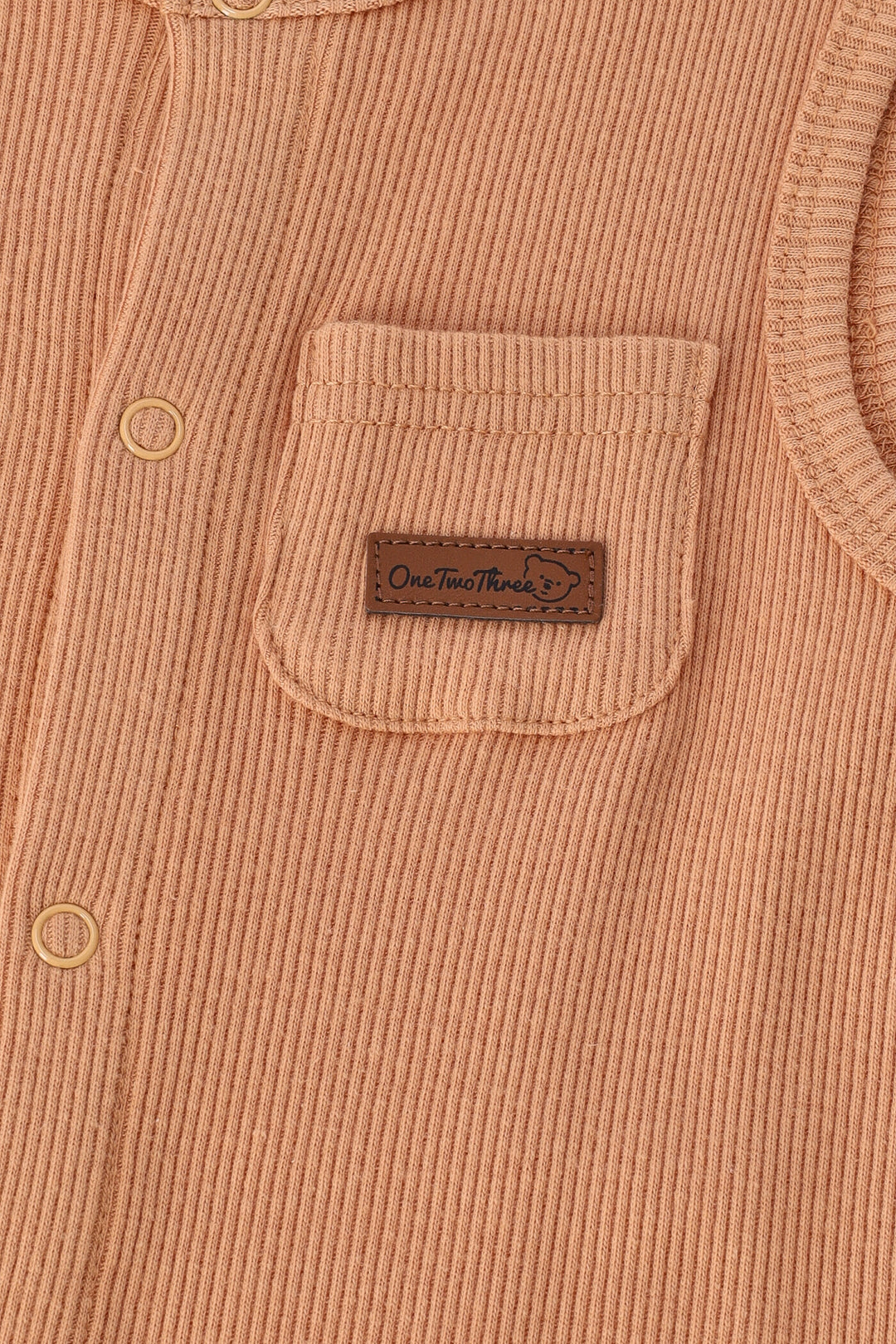 Baby Boys Ribbed Henley Romper - Rust