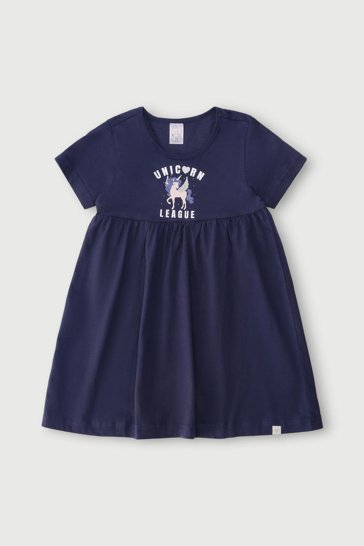 Pre-Girls Printed Dress - Navy