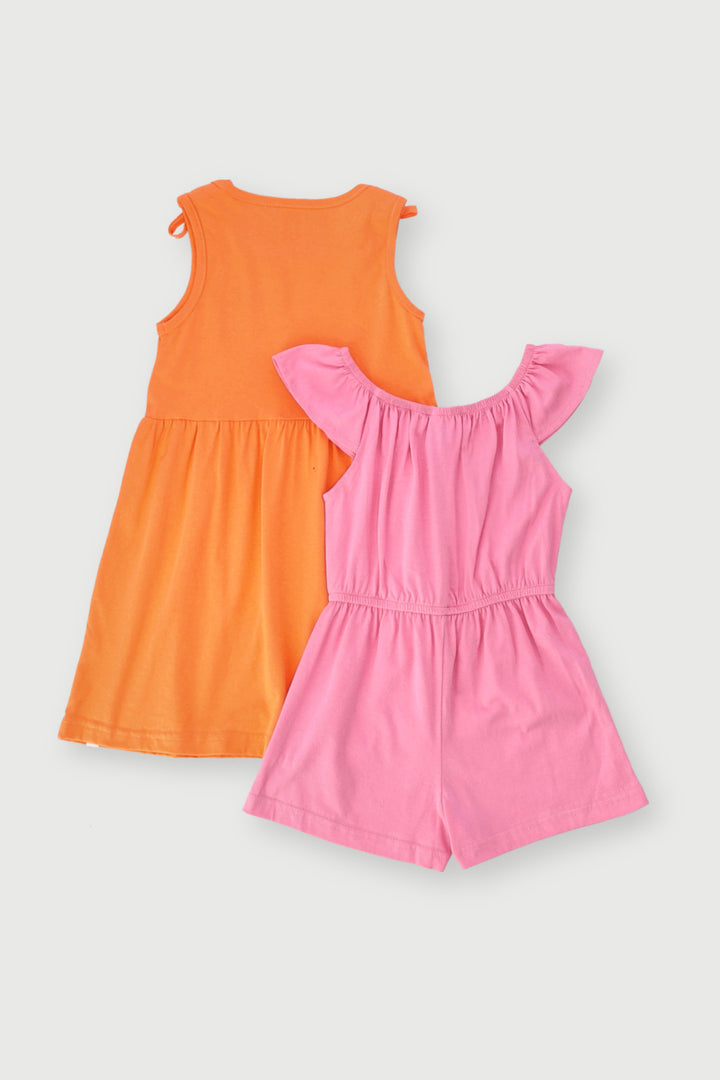 Pre-Girls 2 Pack Printed Dress - Orange