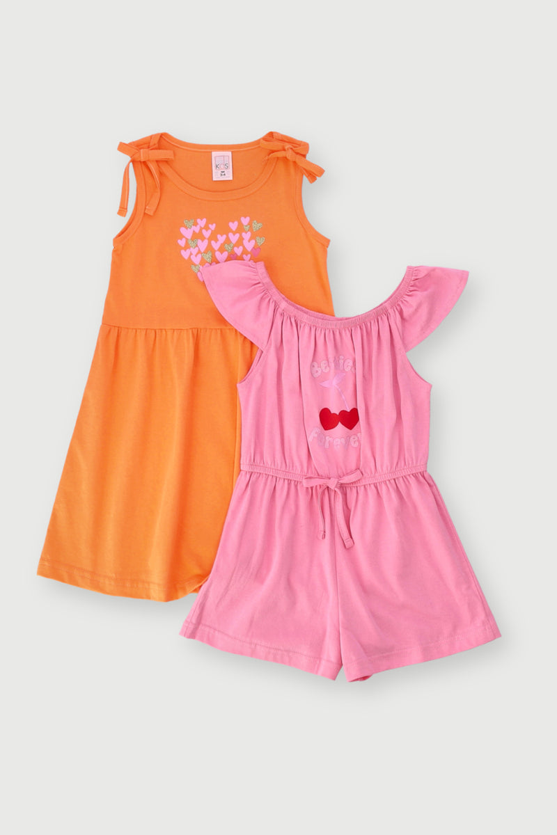 Pre-Girls 2 Pack Printed Dress - Orange