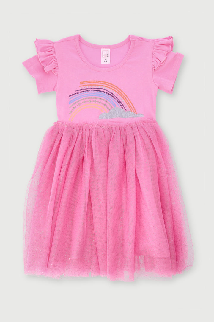 Pre-Girls Rainbow Party Dress - Pink