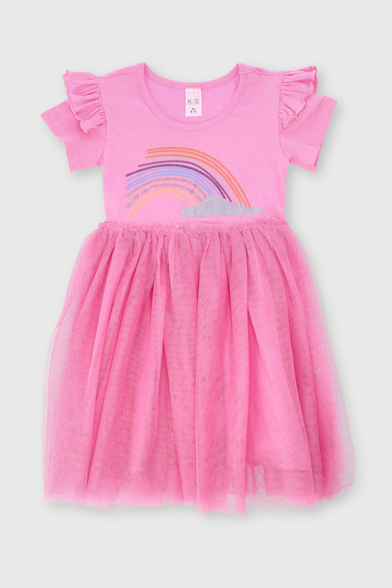 Pre-Girls Rainbow Party Dress - Pink