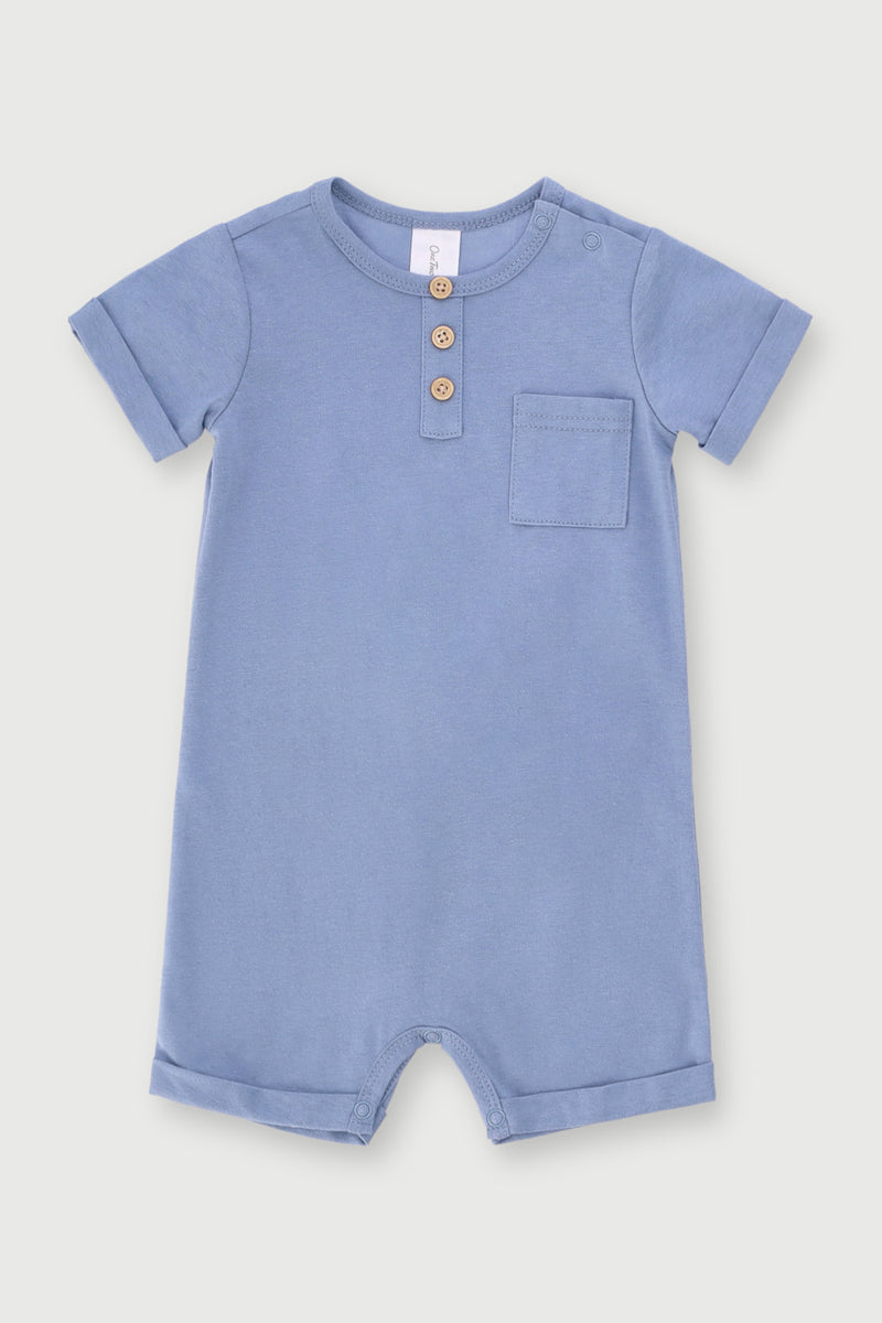 Baby Boys Pocket Romper - Blue Bell