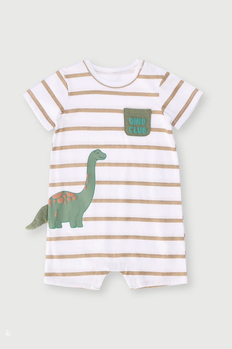 Baby Boys 3D Dino Romper - Mid Brown