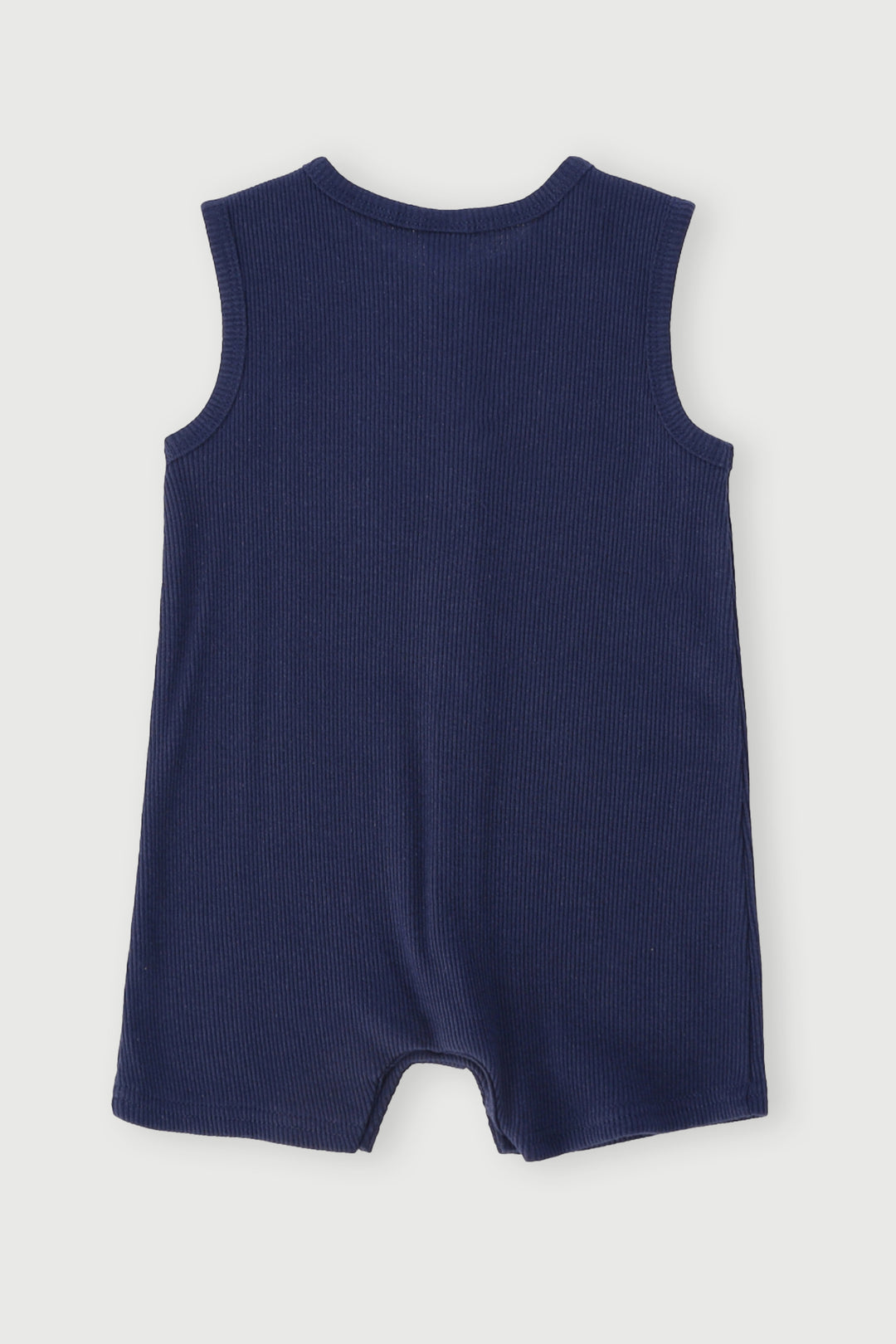 Baby Boys Ribbed Henley Romper - Dark Navy
