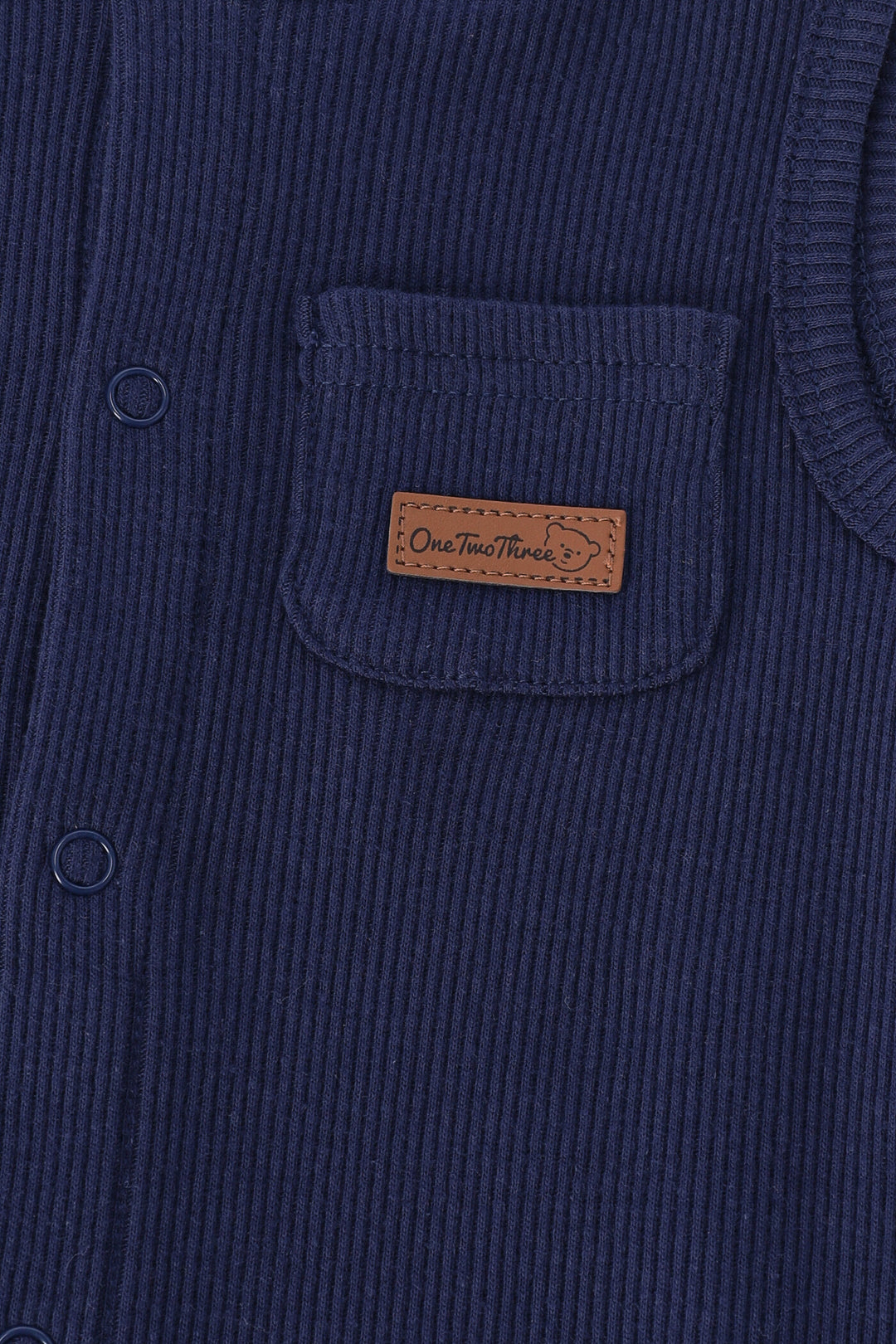 Baby Boys Ribbed Henley Romper - Dark Navy