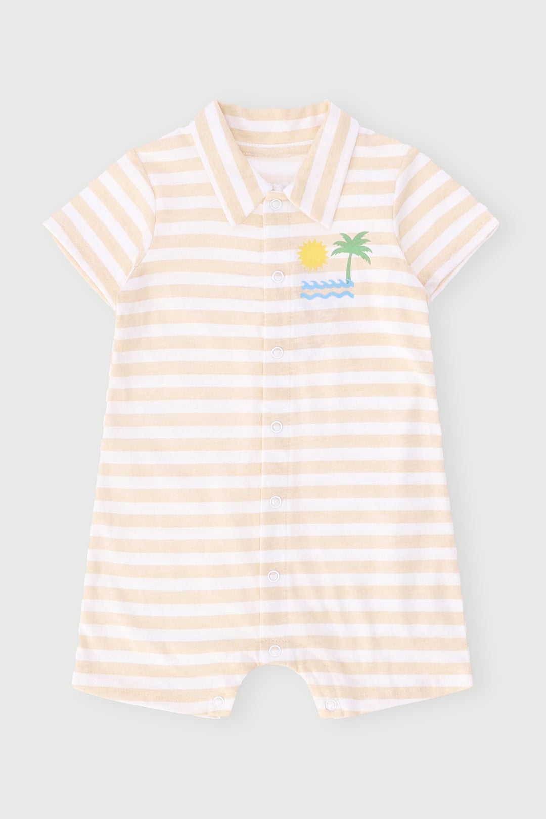 Baby Boys Stripe Palm Romper - Light Stone