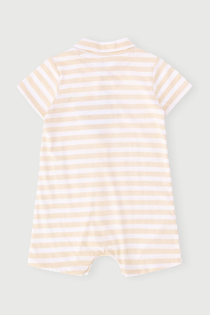 Baby Boys Stripe Palm Romper - Light Stone