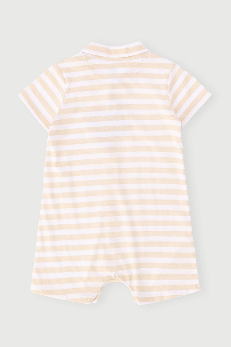 Baby Boys Stripe Palm Romper - Light Stone