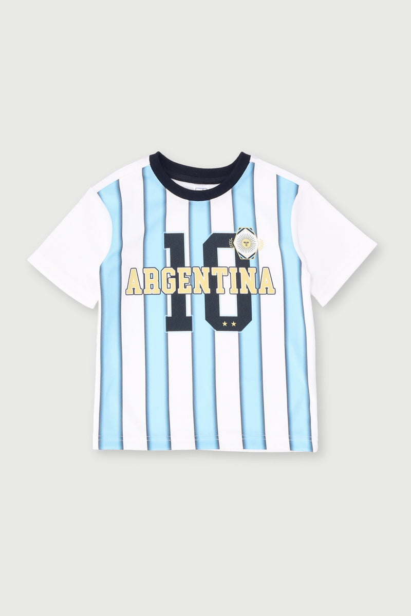 Pre-Boys Argentina Mesh 220GM Sports Tee - Blue