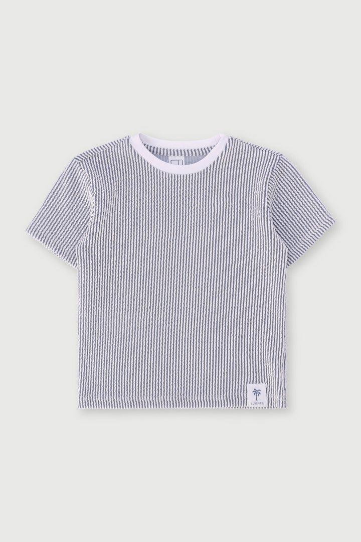 Pre-Boys Seersucker Tee - Blue