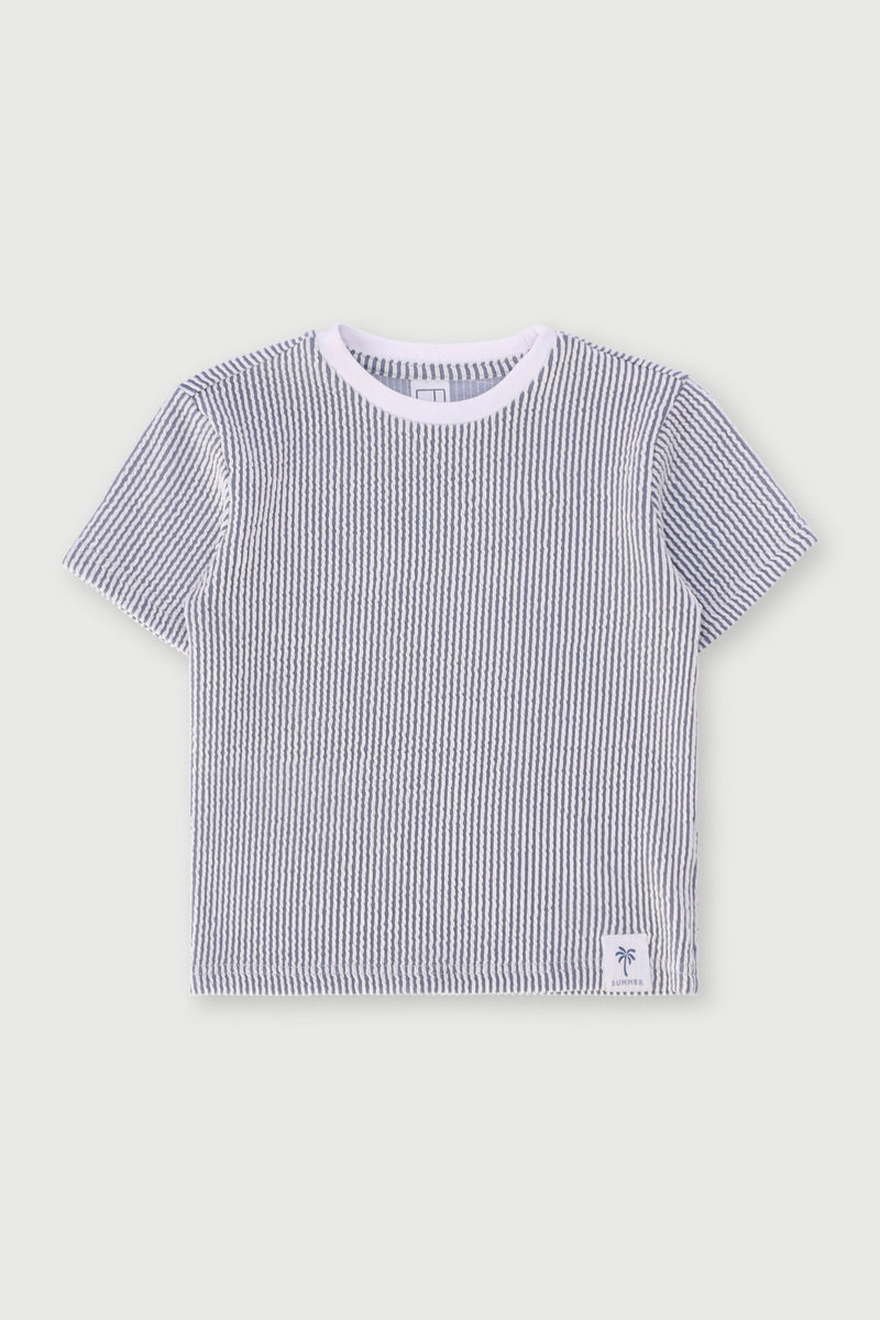 Pre-Boys Seersucker Tee - Blue