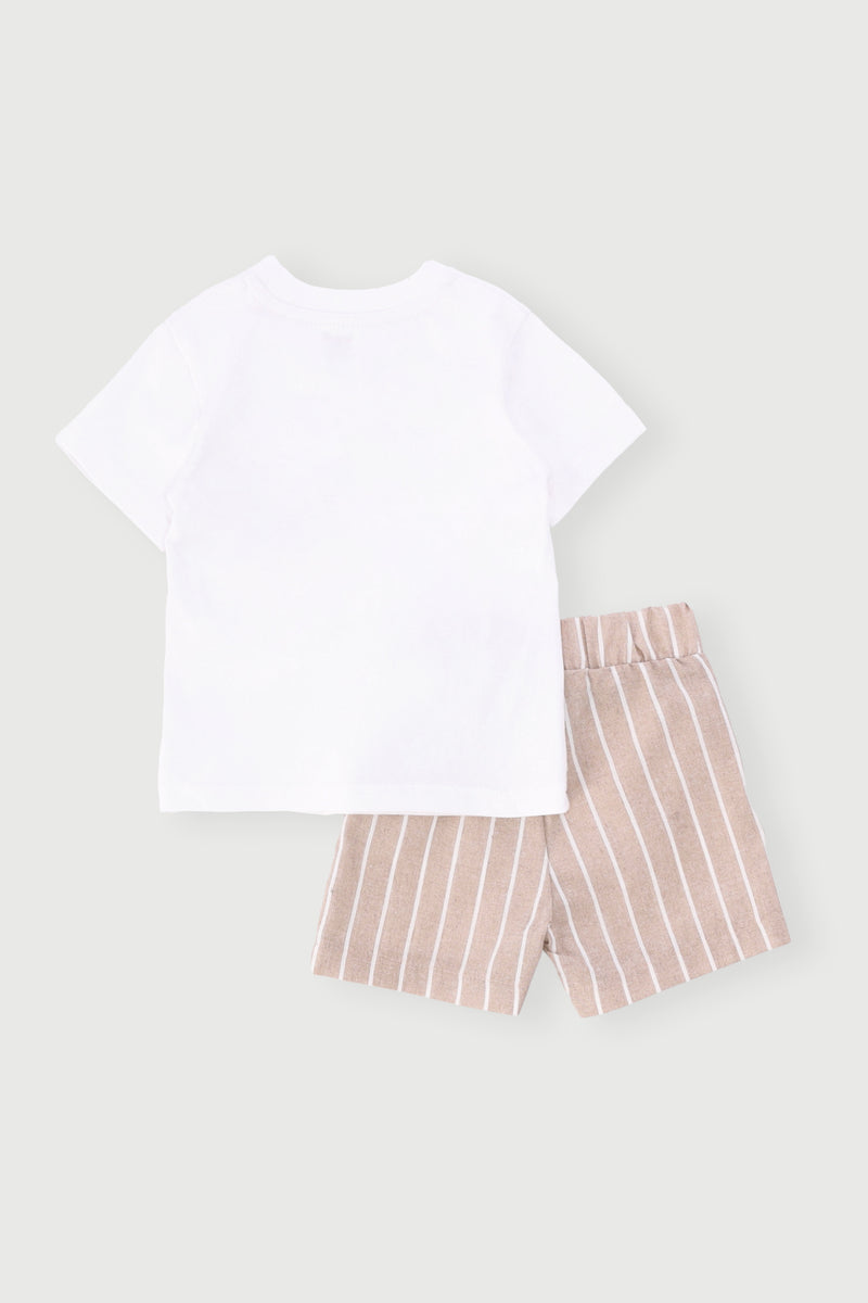 Baby Boys Woven Knit Set - Light Stone