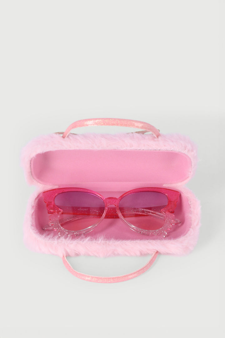 Pre-Girls Butterfly Ombre Glitter Sunglasses Set - Pink