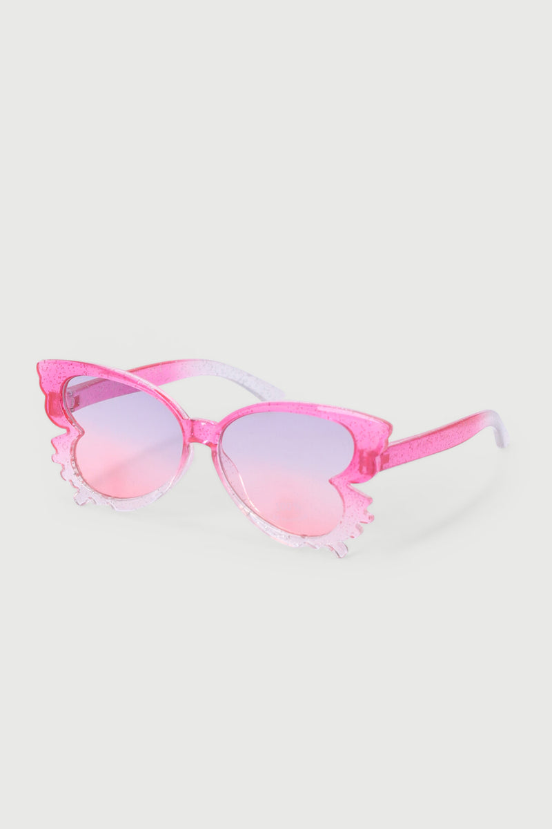 Pre-Girls Butterfly Ombre Glitter Sunglasses Set - Pink