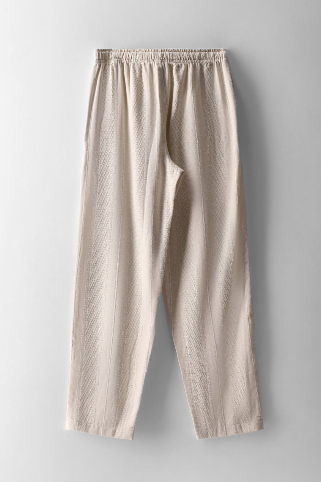 Boys Textured Cotton Pull On Pant - Ecru