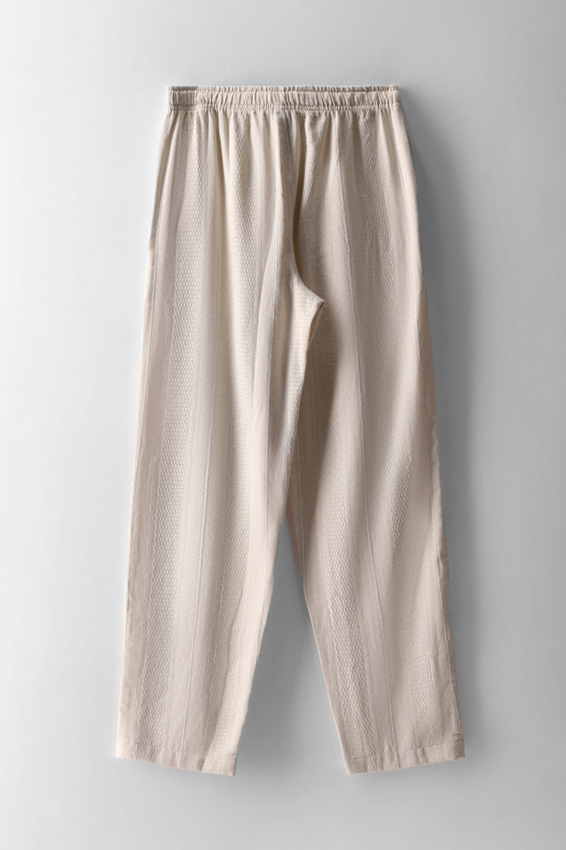 Boys Textured Cotton Pull On Pant - Ecru