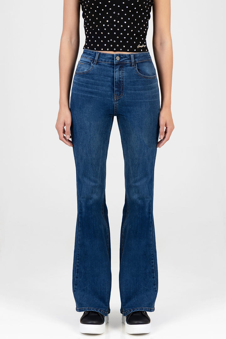 Skinny Flare Leg Denim - Dark Wash