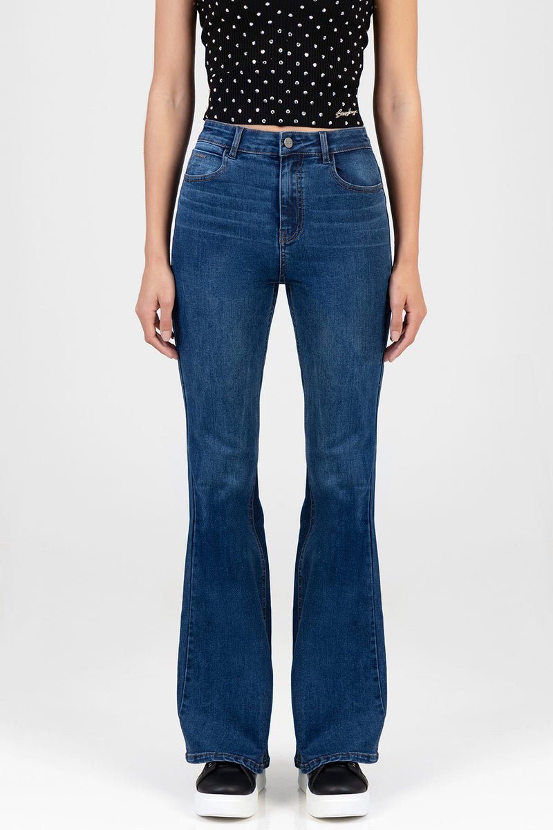 Skinny Flare Leg Denim - Dark Wash