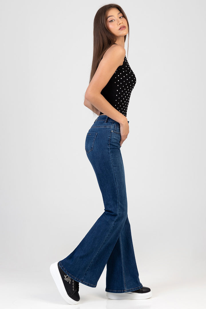 Skinny Flare Leg Denim - Dark Wash