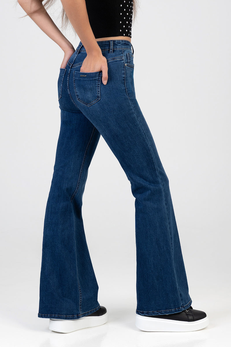 Skinny Flare Leg Denim - Dark Wash