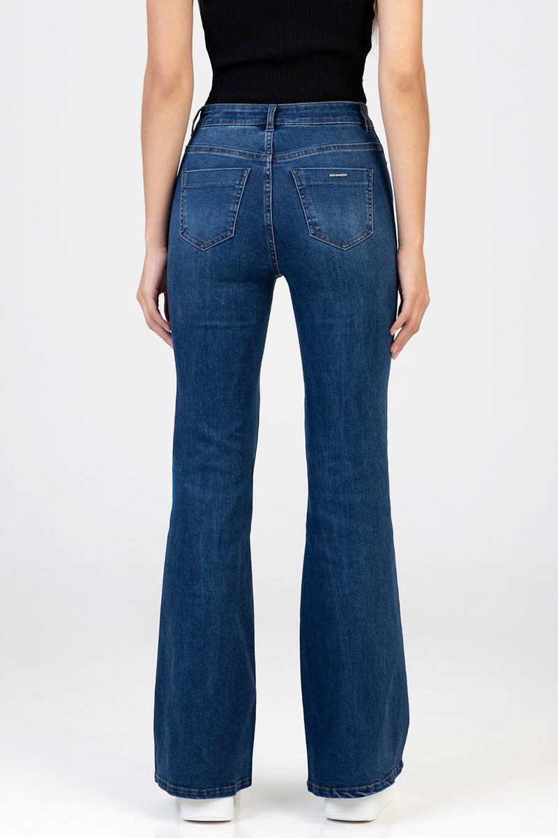 Skinny Flare Leg Denim - Dark Wash