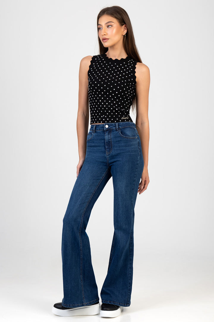 Skinny Flare Leg Denim - Dark Wash