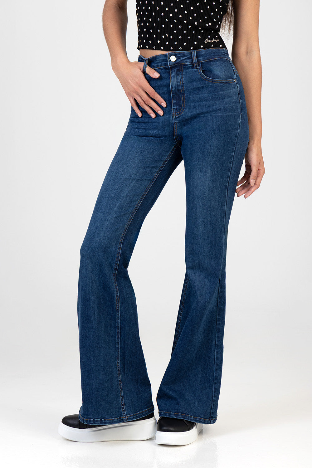 Skinny Flare Leg Denim - Dark Wash