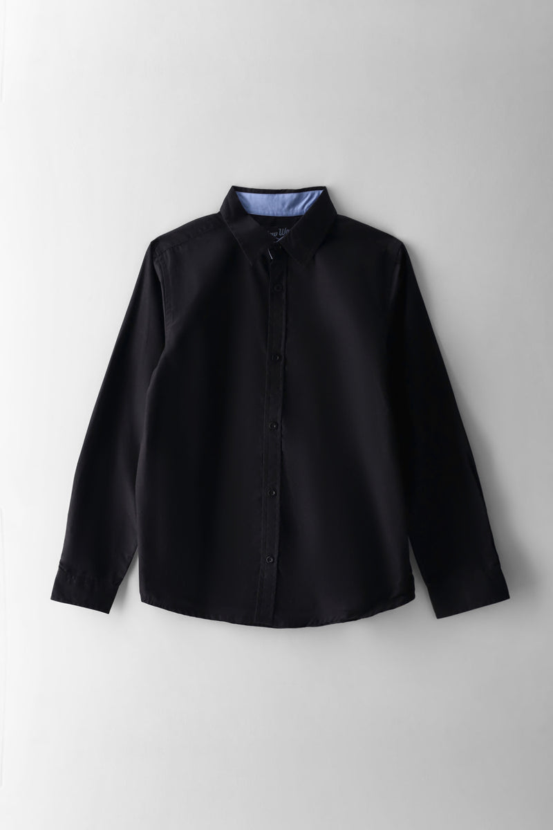 Boys Cotton Formal Shirt - Black