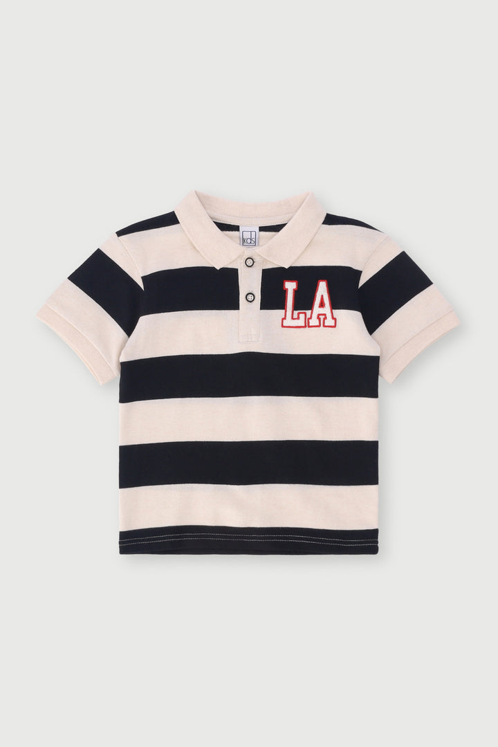 Pre-Boys  La Rugby Stripe Golfer - Black