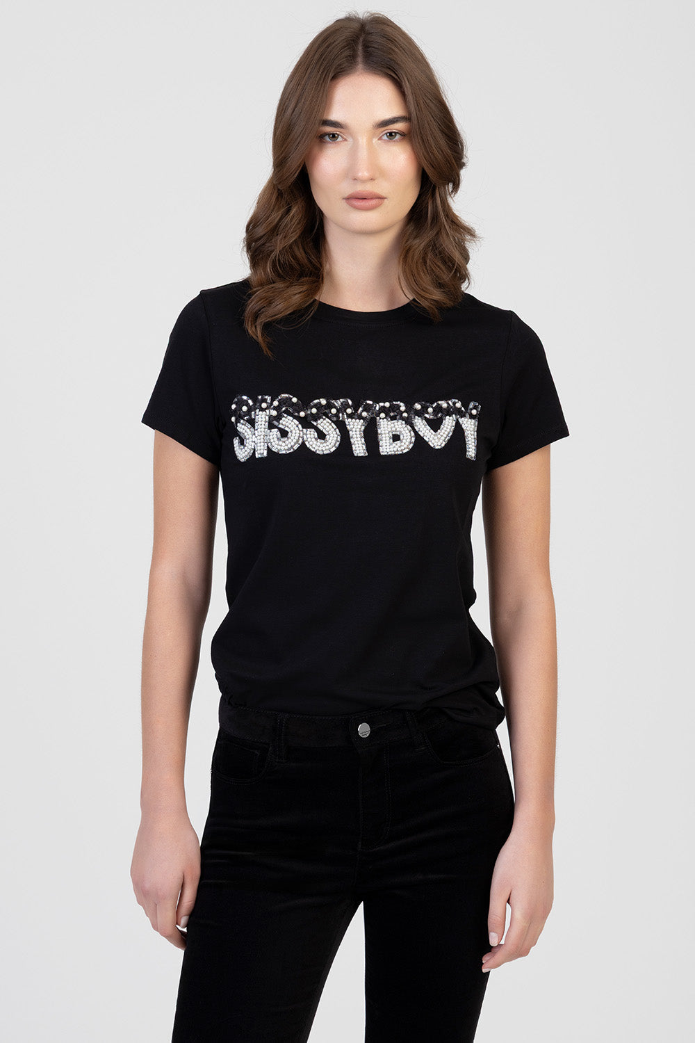 Final Boss Pearl Detail Regular T-Shirt - Black