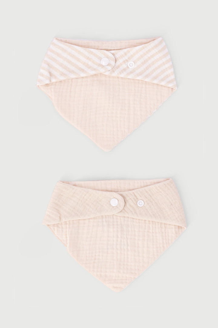 Baby Boys 2 Pack Stripe Puppy Bib - Stone