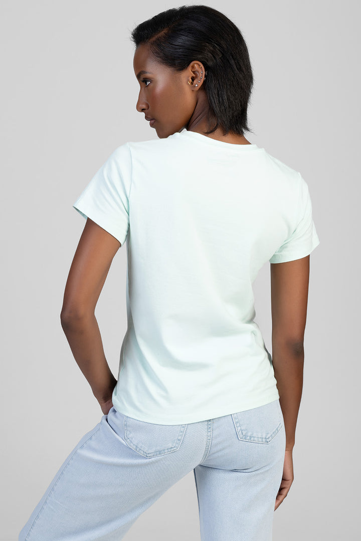 Total Diva Textured Diamante Regular T-Shirt - Mint