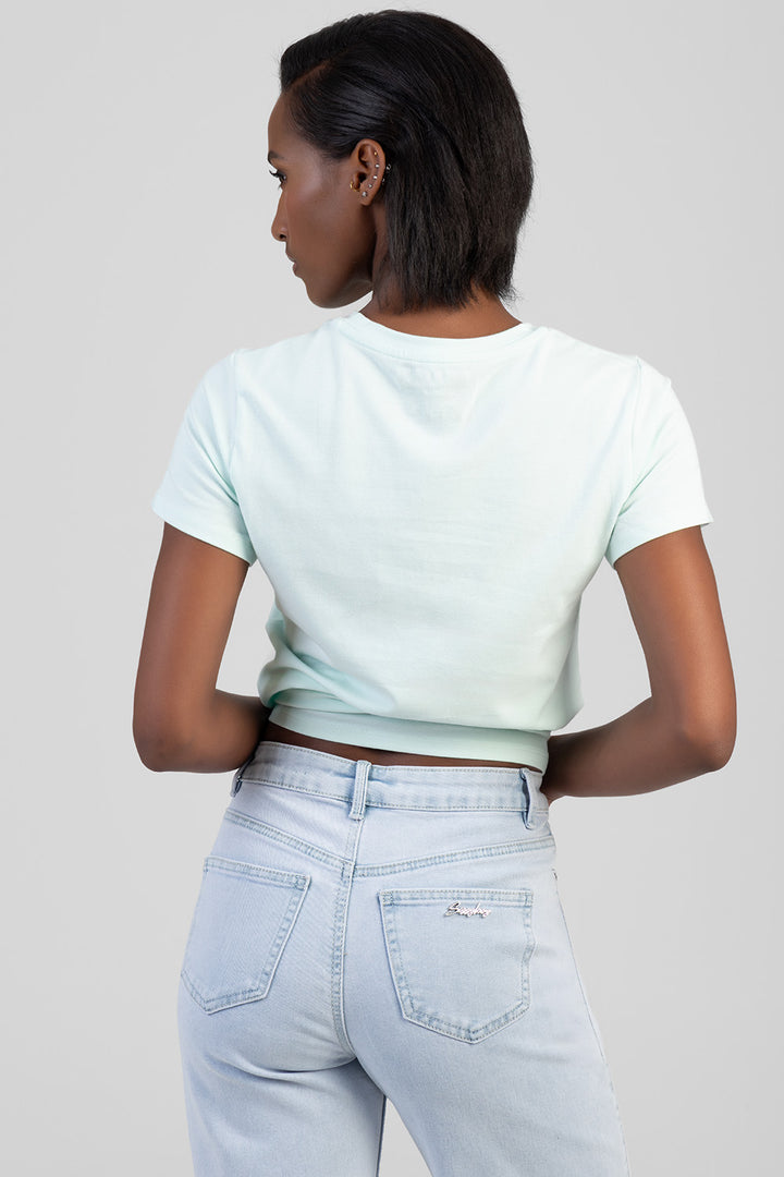 Total Diva Textured Diamante Regular T-Shirt - Mint