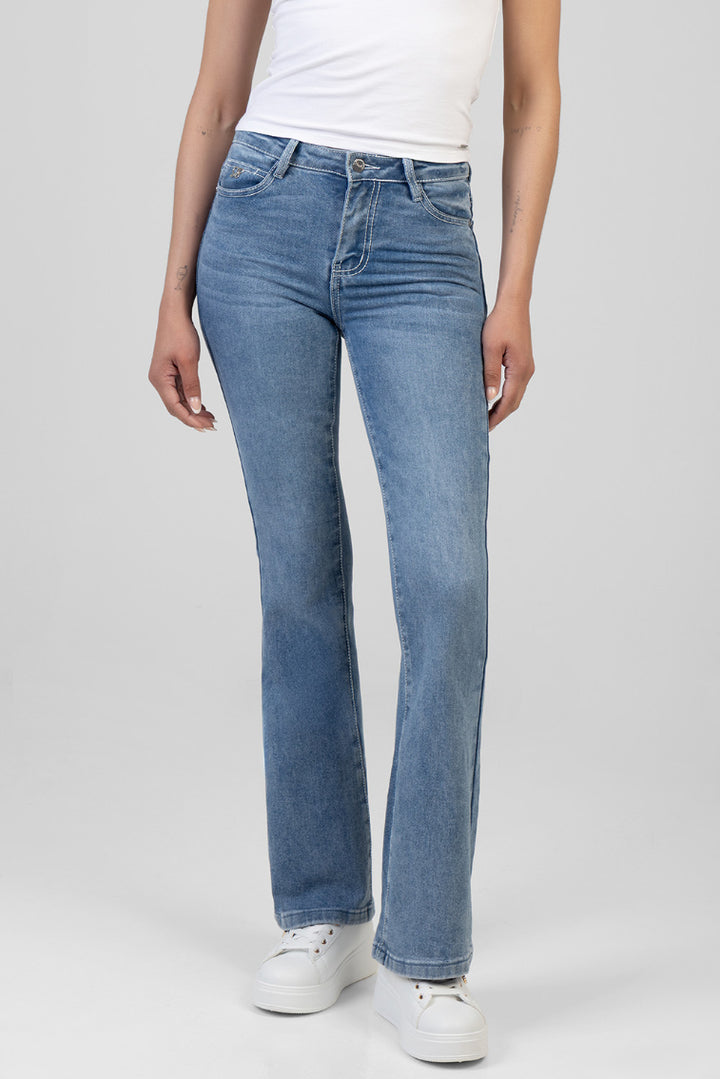 Astra Mid Waist Bootleg Denim - Medium Wash