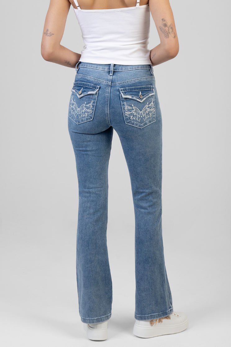 Astra Mid Waist Bootleg Denim - Medium Wash