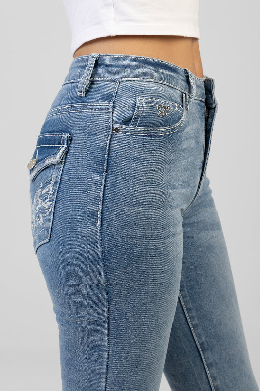 Astra Mid Waist Bootleg Denim - Medium Wash