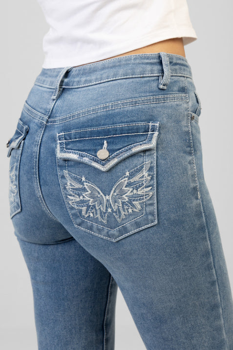 Astra Mid Waist Bootleg Denim - Medium Wash