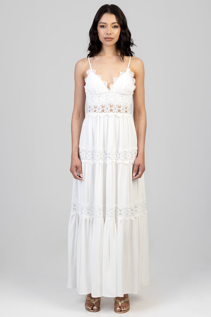 Tiered Lace Maxi Dress - Off White