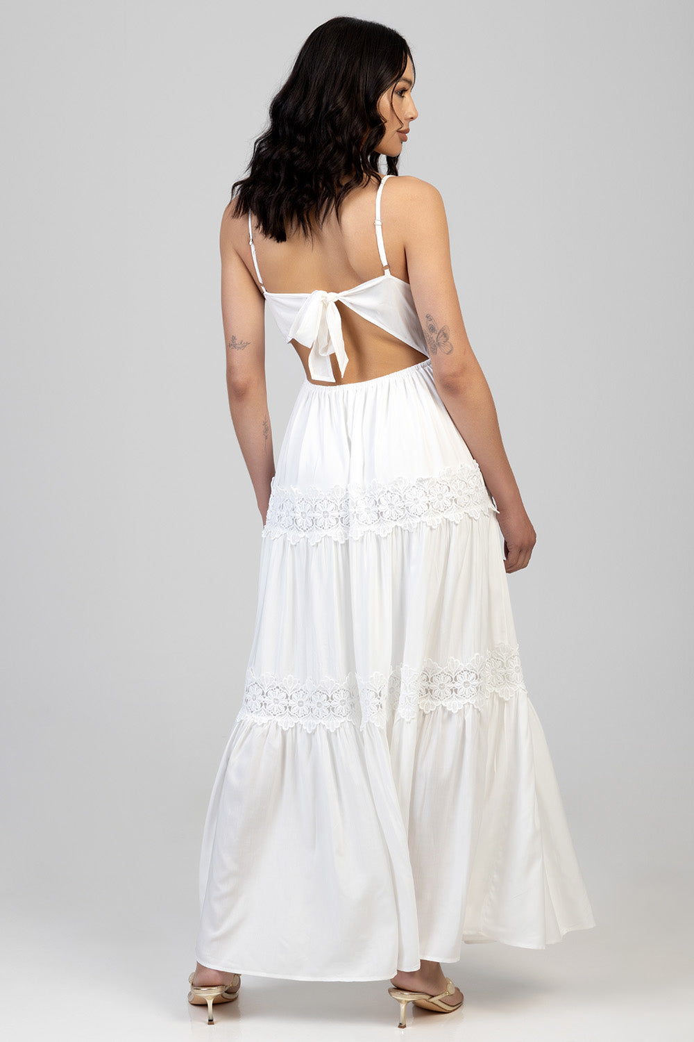 Tiered Lace Maxi Dress - Off White