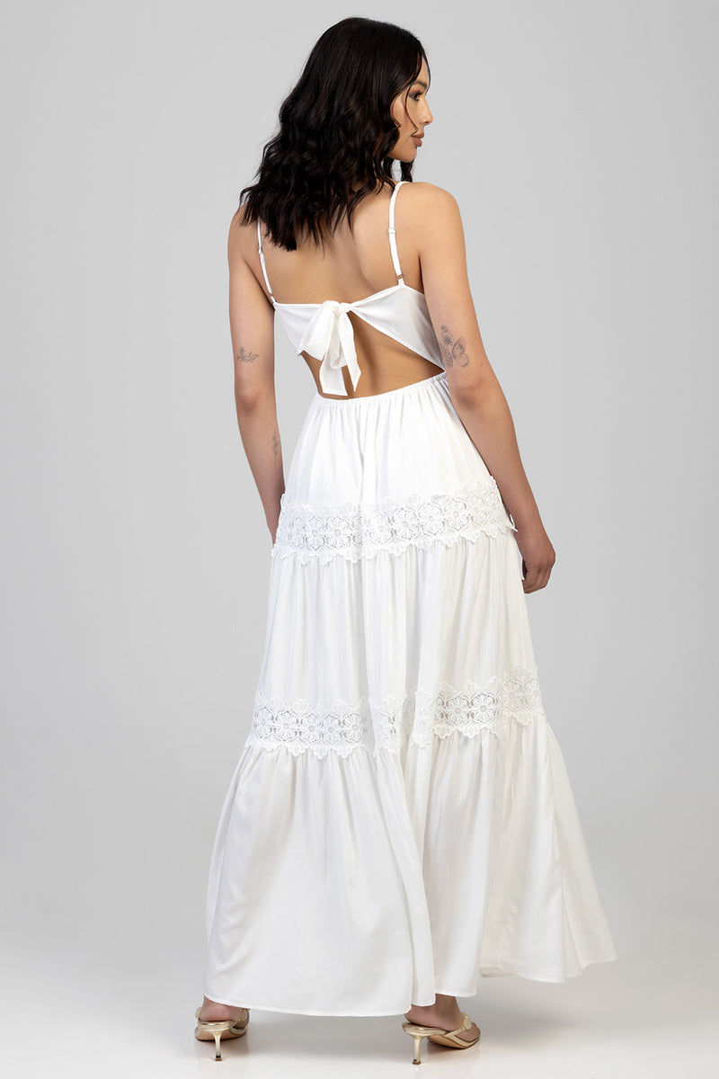 Tiered Lace Maxi Dress - Off White