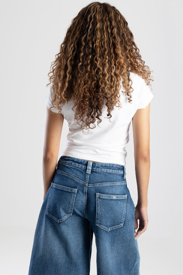 Ela Basic Embroidered Logo Top - White
