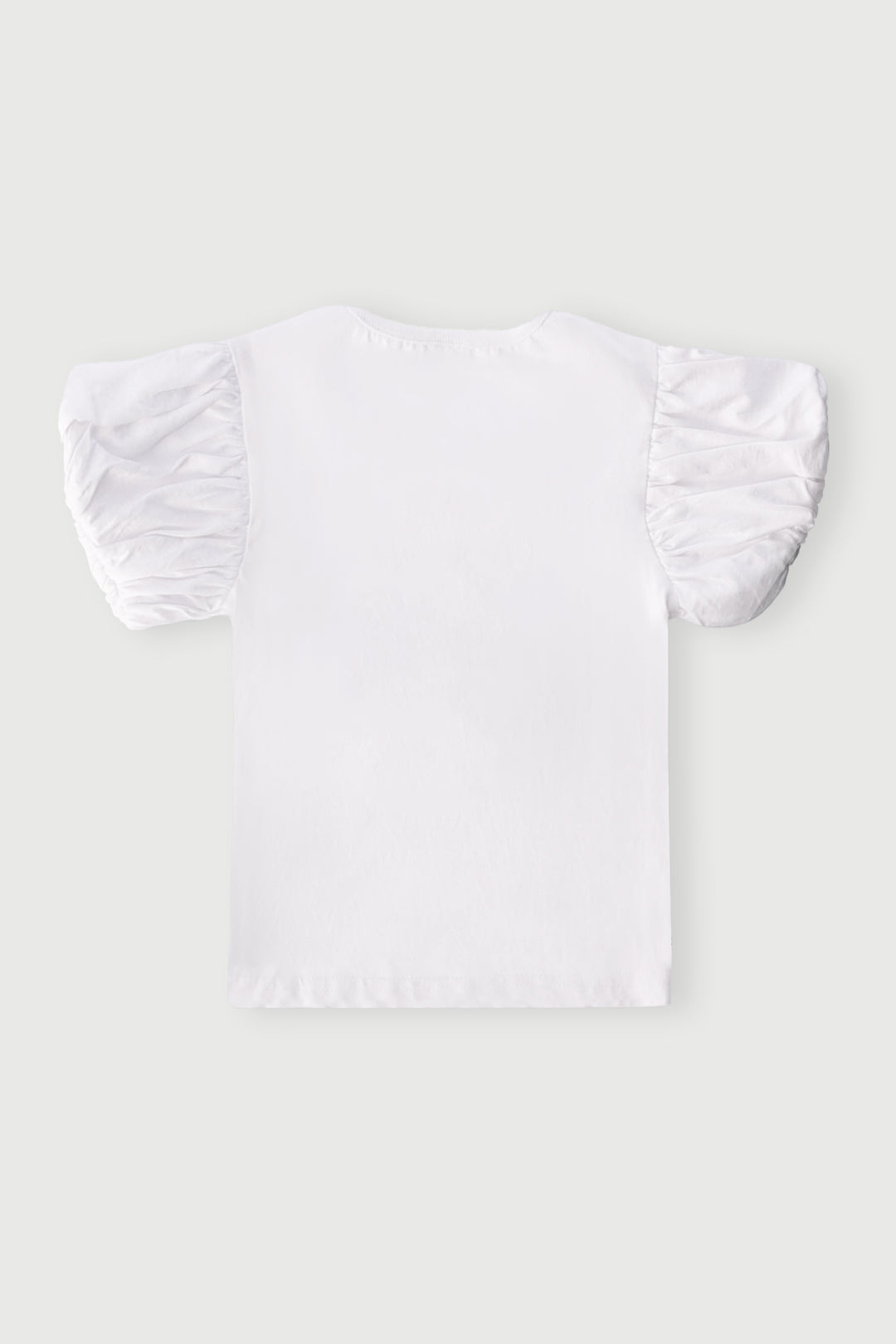 Pre-Girls Bubble Sleeve Sequin Tee - White