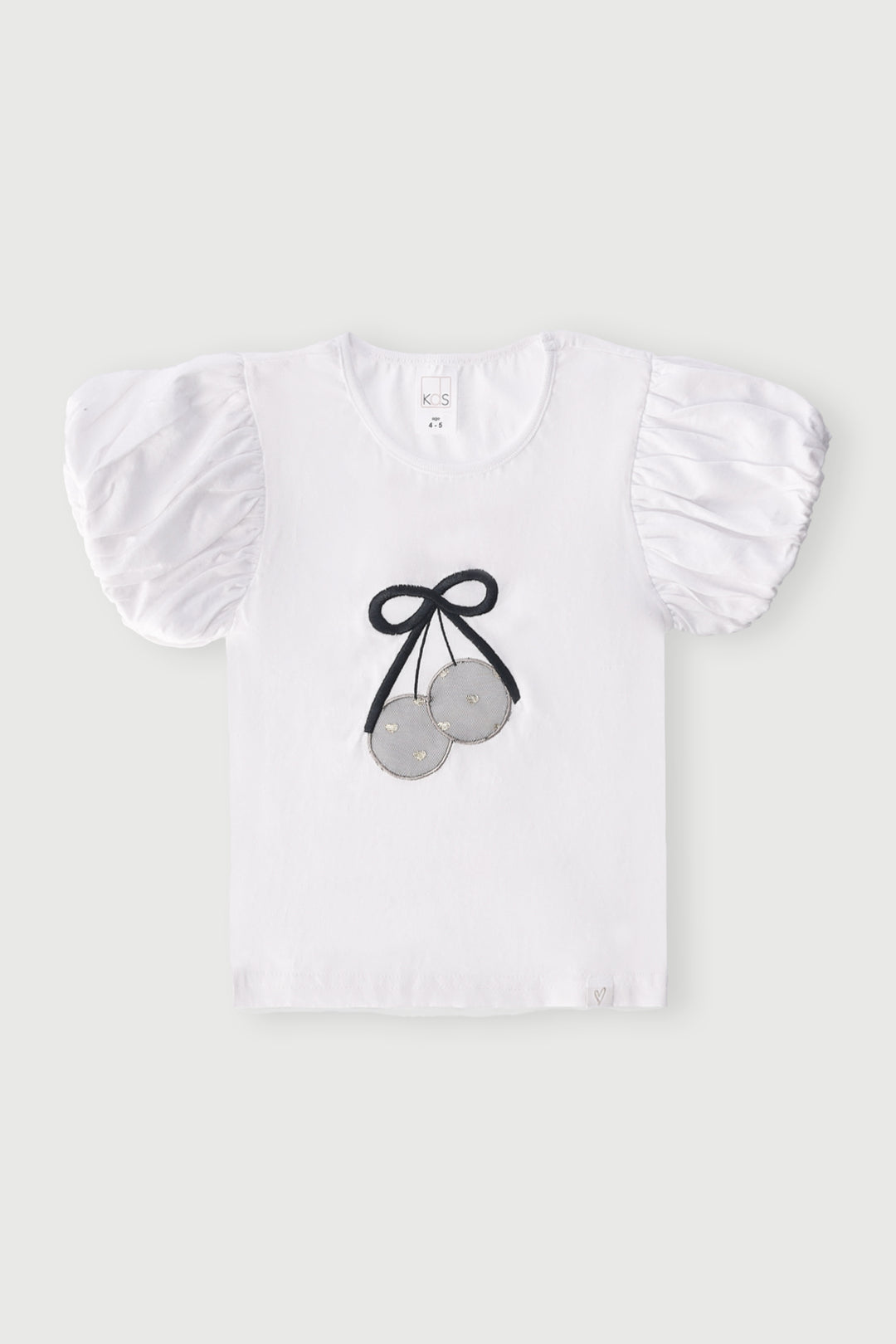 Pre-Girls Bubble Sleeve Sequin Tee - White